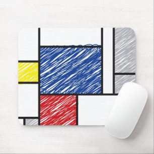 Mondrian Scribbles minimalist de Stijl Modern Art Muismat