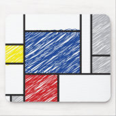 Mondrian Scribbles minimalist de Stijl Modern Art Muismat (Voorkant)