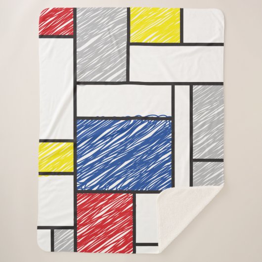 Mondrian Scribbles minimalist de Stijl Modern Art Sherpa Deken (Voorkant)