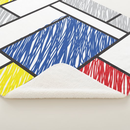 Mondrian Scribbles minimalist de Stijl Modern Art Sherpa Deken (3/4)