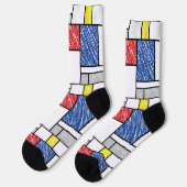 Mondrian Scribbles minimalist de Stijl Modern Art Sokken (Links)