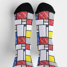 Mondrian Scribbles minimalist de Stijl Modern Art Sokken