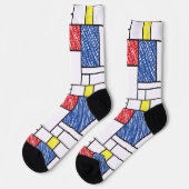 Mondrian Scribbles minimalist de Stijl Modern Art Sokken (Links)