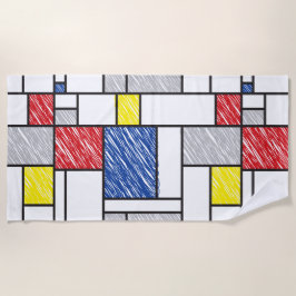Mondrian Scribbles minimalist de Stijl Modern Art Strandlaken
