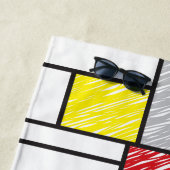 Mondrian Scribbles minimalist de Stijl Modern Art Strandlaken (In situ)