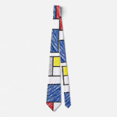 Mondrian Scribbles minimalist de Stijl Modern Art Stropdas (Voorkant)