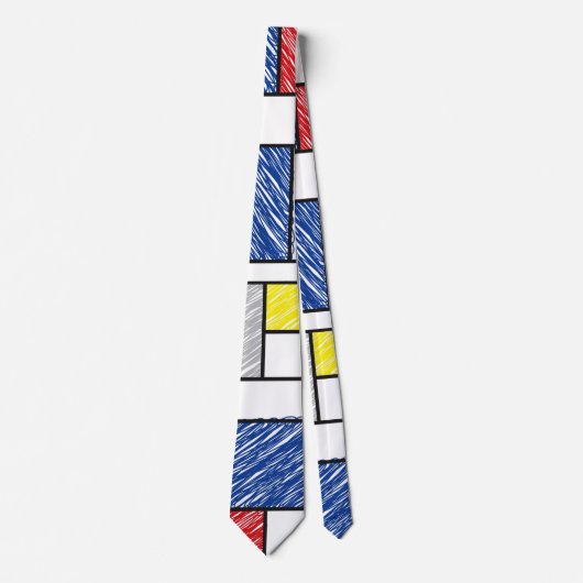 Mondrian Scribbles minimalist de Stijl Modern Art Stropdas (Voorkant)