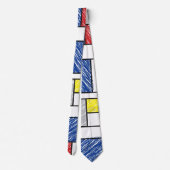 Mondrian Scribbles minimalist de Stijl Modern Art Stropdas (Achterkant)