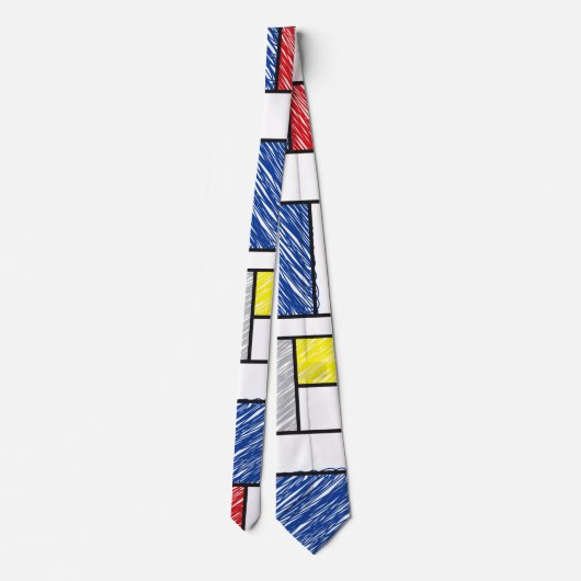 Mondrian Scribbles minimalist de Stijl Modern Art Stropdas (Achterkant)
