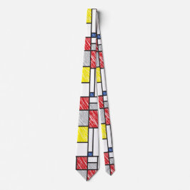 Mondrian Scribbles minimalist de Stijl Modern Art Stropdas