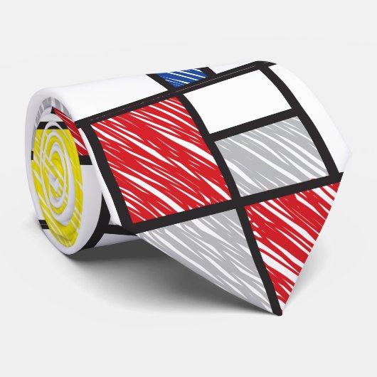 Mondrian Scribbles minimalist de Stijl Modern Art Stropdas (Opgerold)