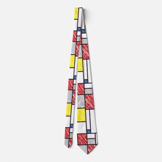 Mondrian Scribbles minimalist de Stijl Modern Art Stropdas (Achterkant)