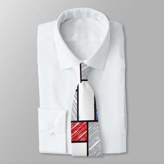 Mondrian Scribbles minimalist de Stijl Modern Art Stropdas (Gebonden)
