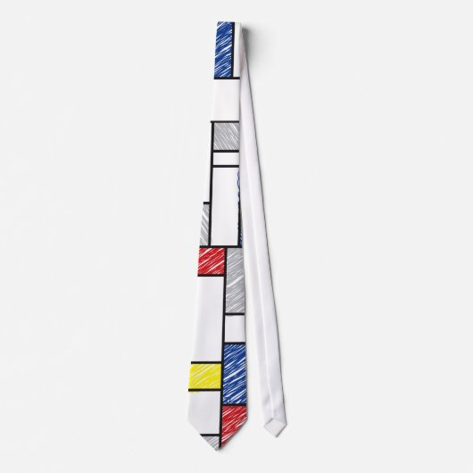Mondrian Scribbles minimalist de Stijl Modern Art Stropdas (Voorkant)
