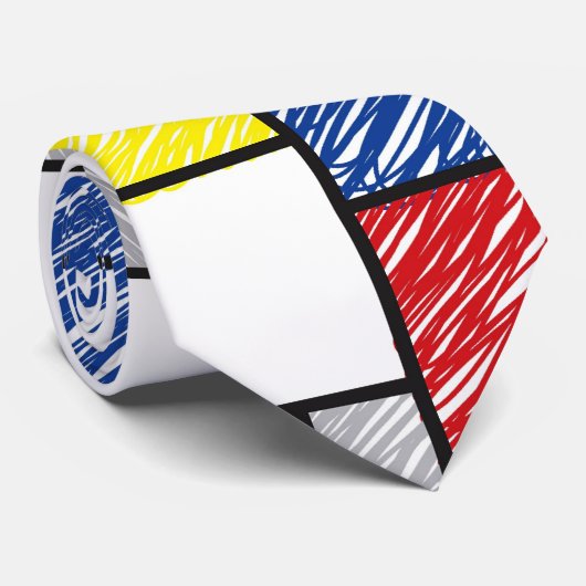 Mondrian Scribbles minimalist de Stijl Modern Art Stropdas (Opgerold)