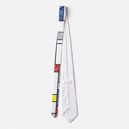 Mondrian Scribbles minimalist de Stijl Modern Art Stropdas (Achterkant)