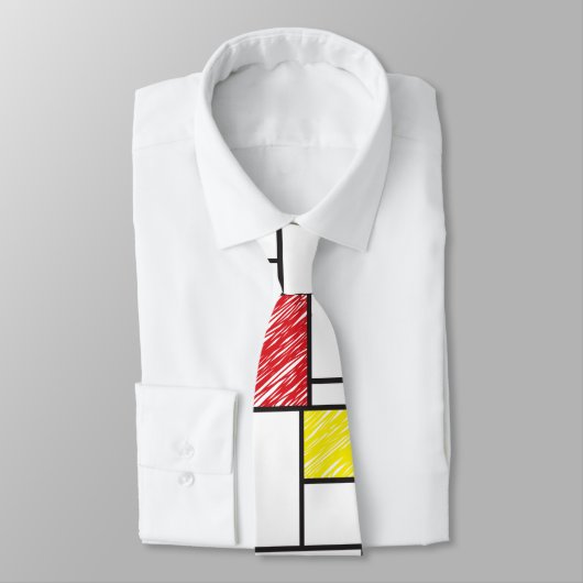 Mondrian Scribbles minimalist de Stijl Modern Art Stropdas (Gebonden)