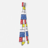 Mondrian Scribbles minimalist de Stijl Modern Art Stropdas (Voorkant)