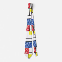 Mondrian Scribbles minimalist de Stijl Modern Art Stropdas