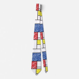 Mondrian Scribbles minimalist de Stijl Modern Art Stropdas