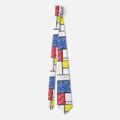 Mondrian Scribbles minimalist de Stijl Modern Art Stropdas (Achterkant)