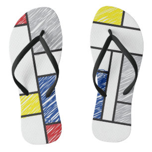 Mondrian Scribbles minimalist de Stijl Modern Art Teenslippers
