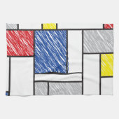 Mondrian Scribbles minimalist de Stijl Modern Art Theedoek (Horizontaal)