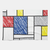 Mondrian Scribbles minimalist de Stijl Modern Art Theedoek (Horizontaal)