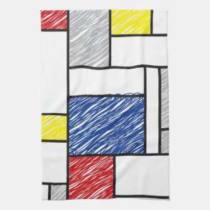 Mondrian Scribbles minimalist de Stijl Modern Art Theedoek