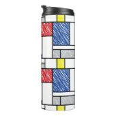 Mondrian Scribbles minimalist de Stijl Modern Art Thermosbeker (Geroteerd rechts)