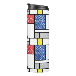 Mondrian Scribbles minimalist de Stijl Modern Art Thermosbeker