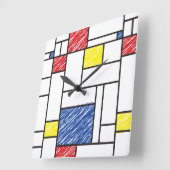 Mondrian Scribbles minimalist de Stijl Modern Art Vierkante Klok (Hoek)