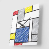 Mondrian Scribbles minimalist de Stijl Modern Art Vierkante Klok (Hoek)