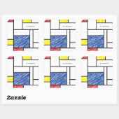 Mondrian Scribbles minimalist de Stijl Modern Art Vierkante Sticker (Vel)