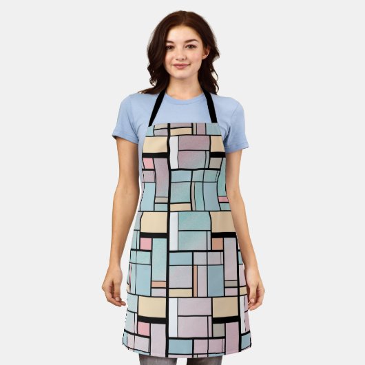Mondrian stijl kunst - Mondrian pastelkleuren Schort (Gedragen)
