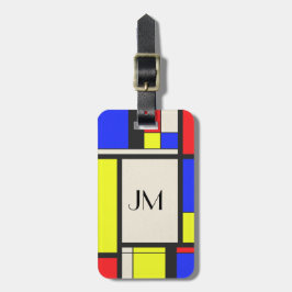 Mondrian stijl ontwerp bagagelabel