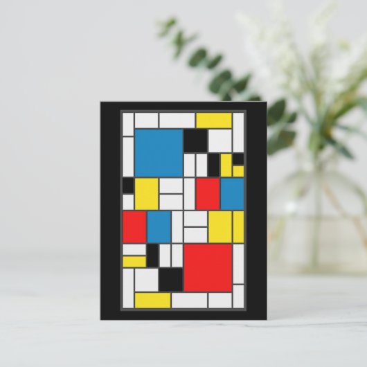 Mondrian Style Briefkaart (Staand voorkant)