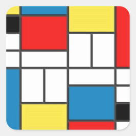 Mondrian Style Vierkante Sticker