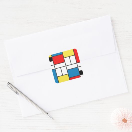 Mondrian Style Vierkante Sticker (Envelop)