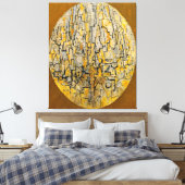 MONDRIAN - TABLEAU 3 COMP. in Ovaal (Bomen) - 1913 Canvas Afdruk (Insitu (Slaapkamer))