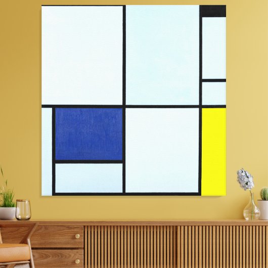 MONDRIAN  TABLEAU I met Rood, Zwart, Blauw & Geel Canvas Afdruk (Insitu (Woonkamer))