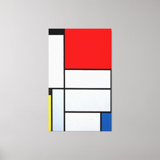 MONDRIAN - TABLEAU I - Verg. met groot rood vlak Canvas Afdruk (Voorkant)