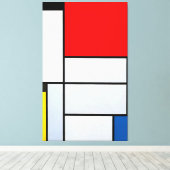 MONDRIAN - TABLEAU I - Verg. met groot rood vlak Canvas Afdruk (Insitu (Houten vloer))