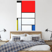 MONDRIAN - TABLEAU I - Verg. met groot rood vlak Canvas Afdruk (Insitu (Slaapkamer))
