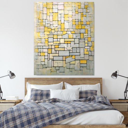 MONDRIAN - TABLEAU Nr. I COMP. I Comp. 7 - 1914 - Canvas Afdruk (Insitu (Slaapkamer))