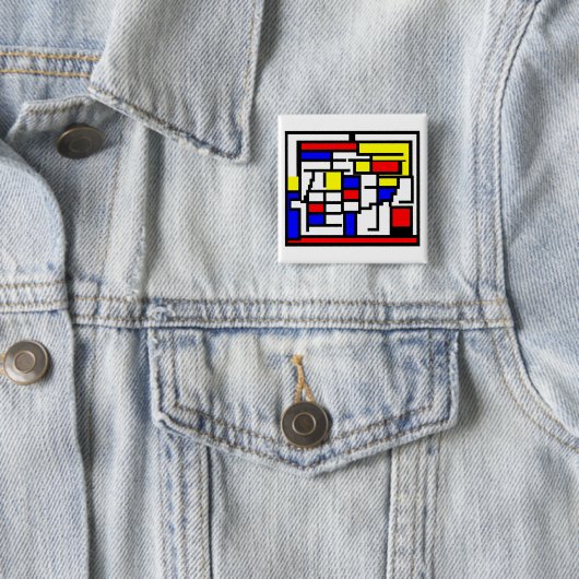 Mondrian Vierkante Button 5,1 Cm (In situ)