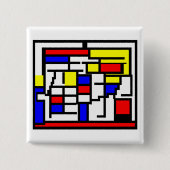 Mondrian Vierkante Button 5,1 Cm (Voorkant)