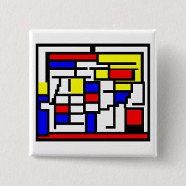 Mondrian Vierkante Button 5,1 Cm