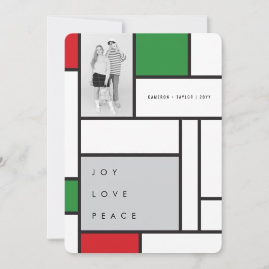 Mondrian Vreugde Minimalistische Kleurblokken Mode Feestdagenkaart (Voorkant)