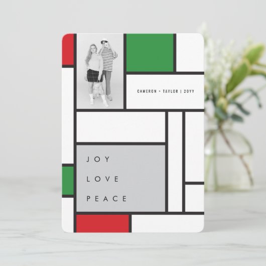 Mondrian Vreugde Minimalistische Kleurblokken Mode Feestdagenkaart (Staand voorkant)